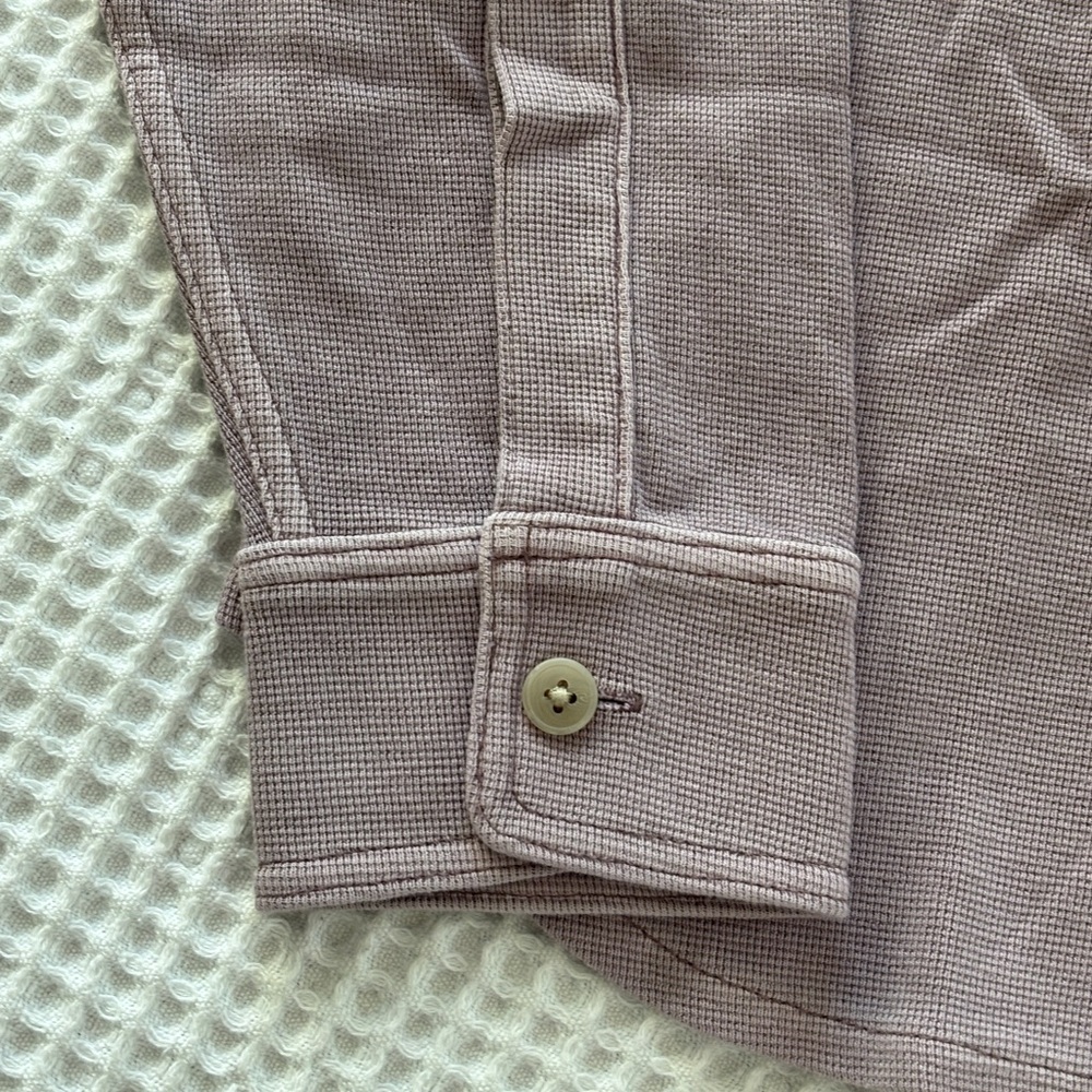 NWT Mens J Crew Purple Cotton waffle button up shirt shacket size medium flawed - Picture 7 of 11